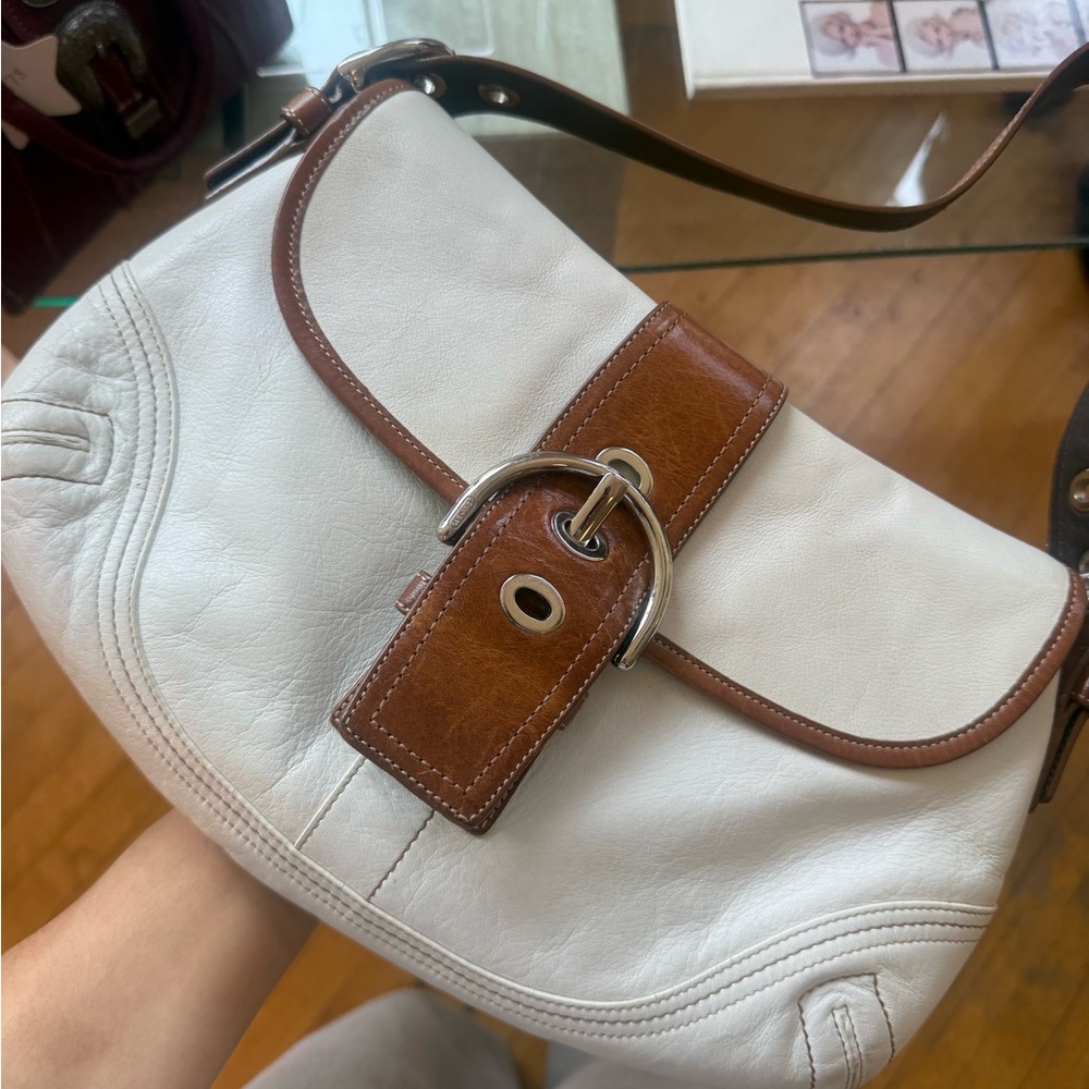 Coach Shoulder bag White and Brown Leather Women's Bag